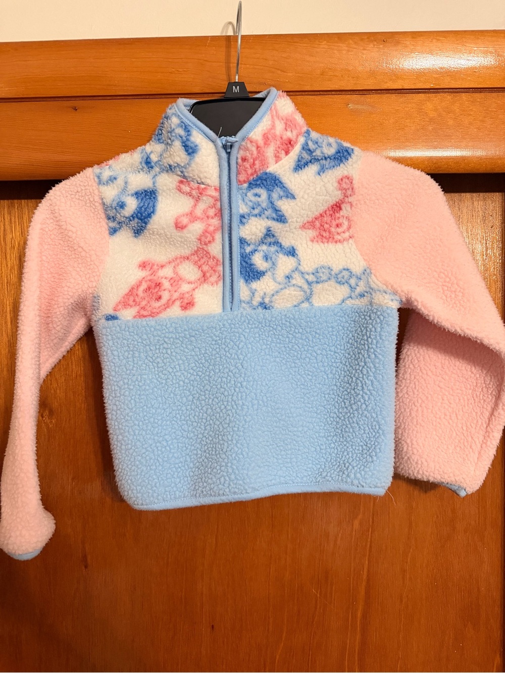 Kids' Bluey Colorblock Fleece Pullover - Light Blue & Pink size 4/5